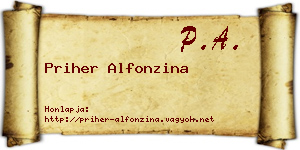 Priher Alfonzina névjegykártya